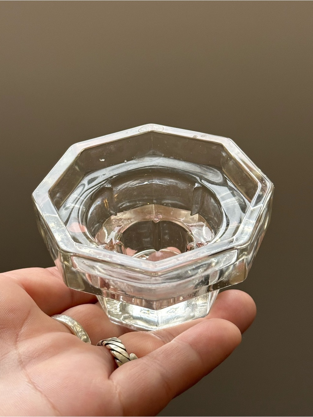 Octagonal Clear Glass Vintage Tealight Taper Candle Holder by FNG Indonesia